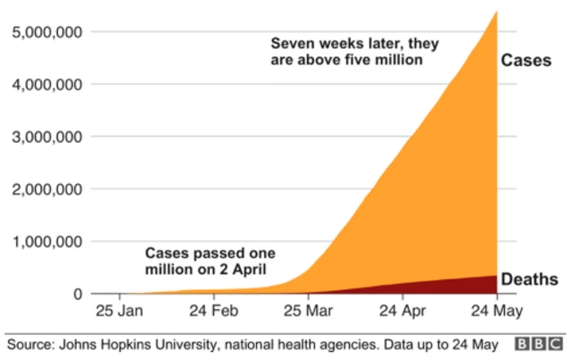 Graph showing deaths and infections