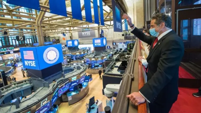 New York Governor Andrew Cuomo opens the NYSE