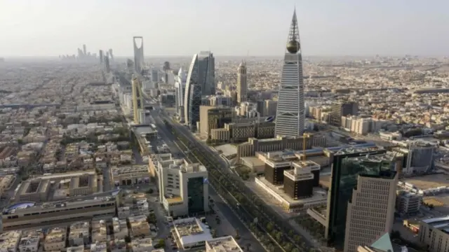 Arial shot of deserted city streets