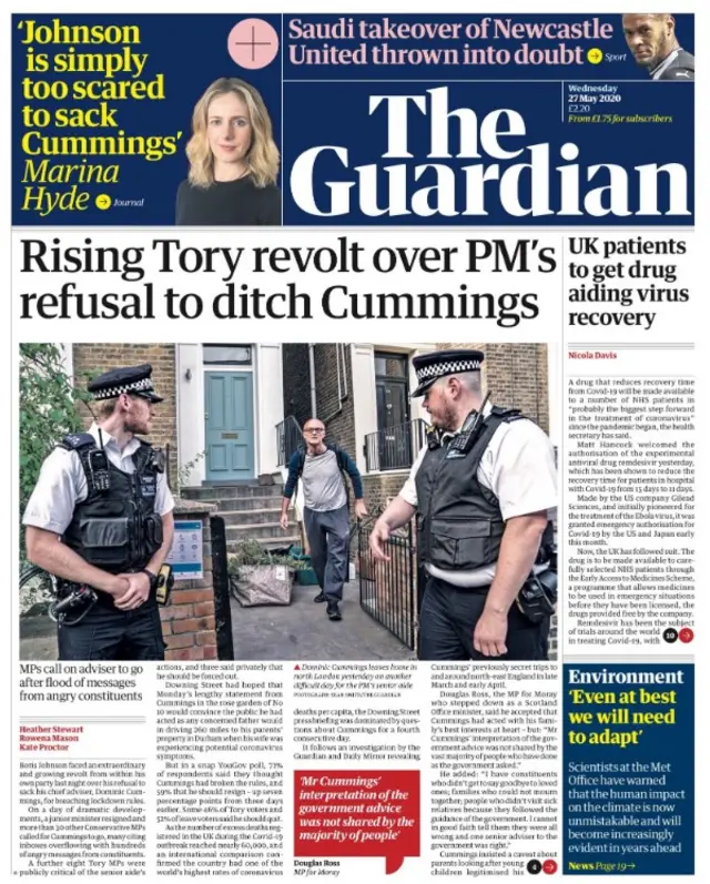 The Guardian front page