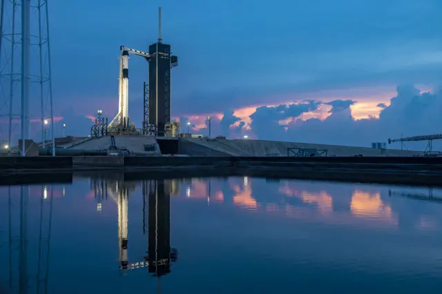 Falcon 9 rocket on Pad 39A, Kennedy Space Center