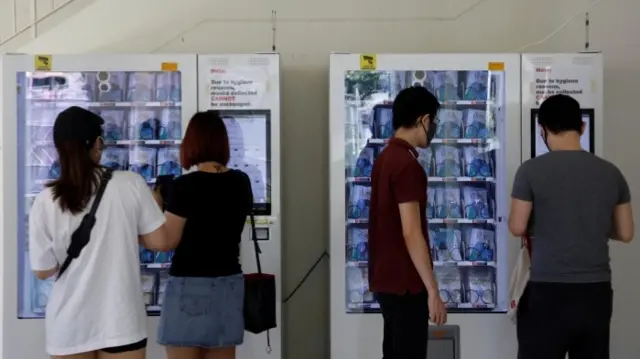 Face masks in vending machine