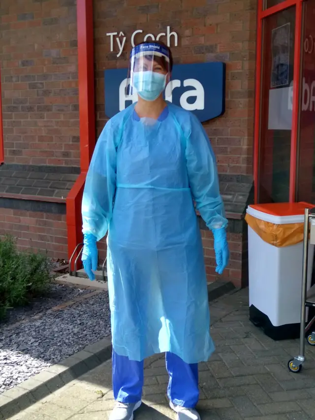 A worker at the testing centre at Adra's Bangor office