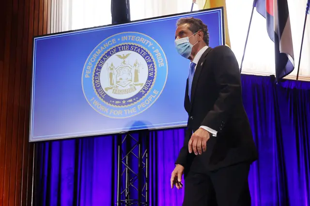 New York Governor Andrew Cuomo arrives for a news conference at the National Press Club May 27, 2020 in Washington, DC.