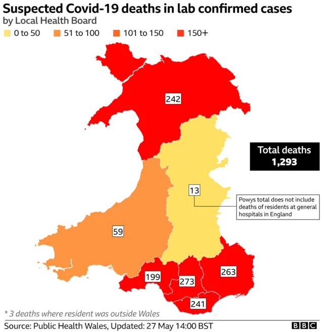 Map showing suspected Covid-19 deaths in lab-confirmed cases