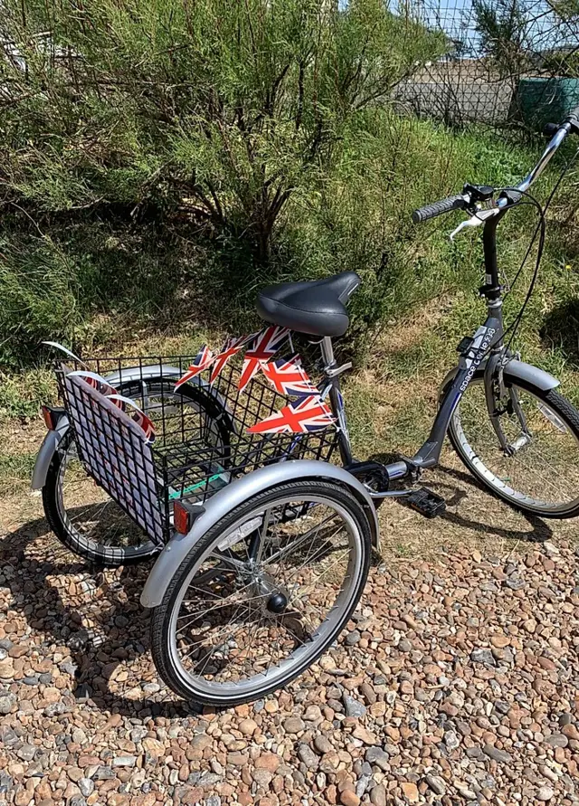 Tricycle decorated with bunting