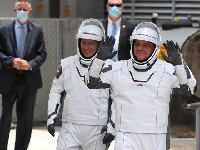 NASA astronauts Bob Behnken (R) and Doug Hurley (L)