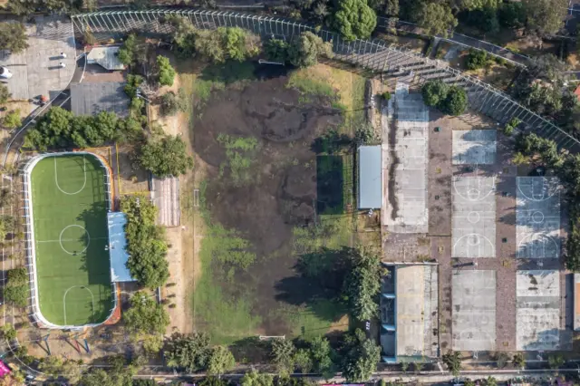 Aerial view of an empty park during lockdown to halt spread of Covid-19 on 21 April, 2020 in Mexico City, Mexico.