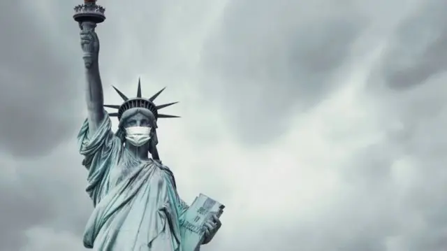 Statue of Liberty with mask