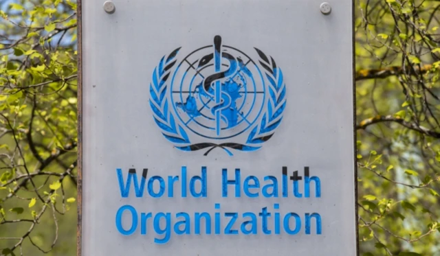 The logo of the World Health Organization