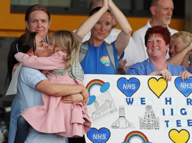 Aintree University Hospital in Liverpool clap for carers