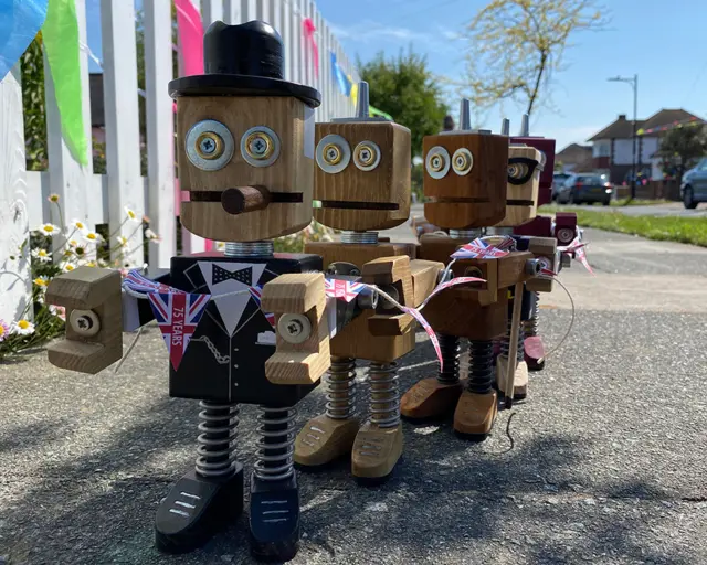 Stewbots perform VE Day conga