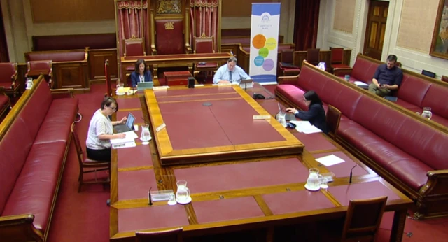 Wide shot of committee