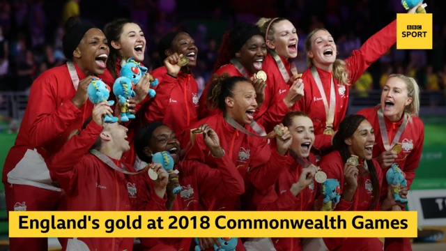 England with gold medals and the words England's gold at 2018 Commonwealth Games