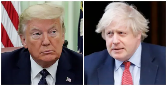 A composite of Trump and Johnson