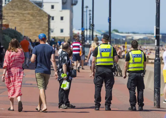 Police on Portobello Beach promenade