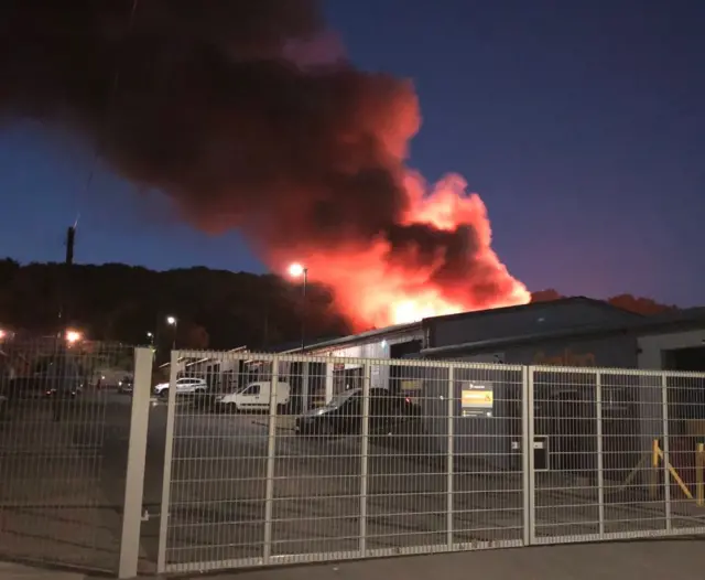 Fire at waste site