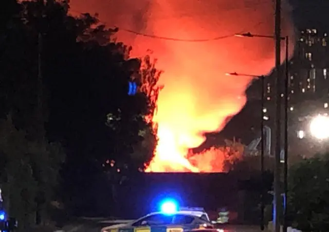 Fire at waste site