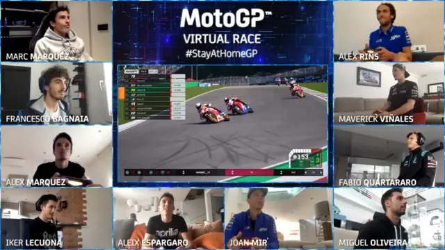 MotoGP riders take part in a virtual race event on 29 March