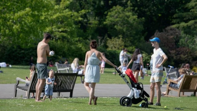 People meet in a park