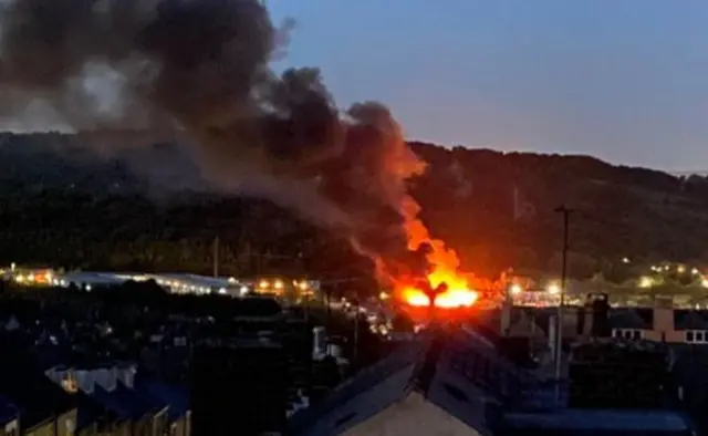 Fire at waste site