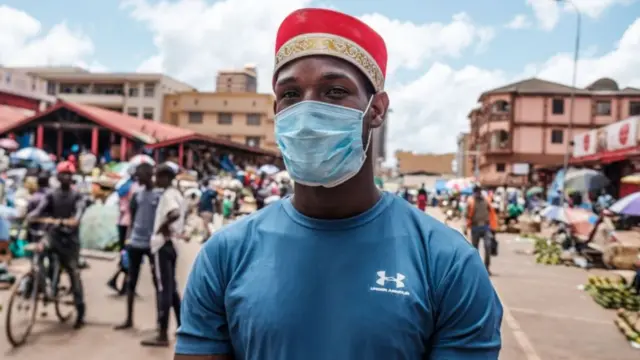 A trader at Nakasero market in Kampala, Uganda