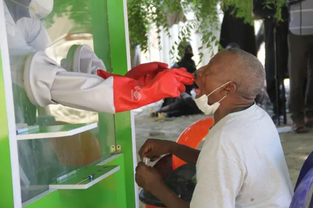 Testing at the University of Maiduguri Teaching Hospital isolation centre on May 10, 2020