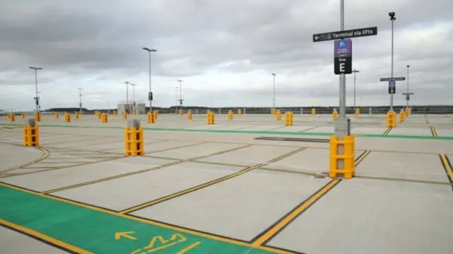 Car parks at Luton Airport have been empty of vehicles as lockdown measures took hold