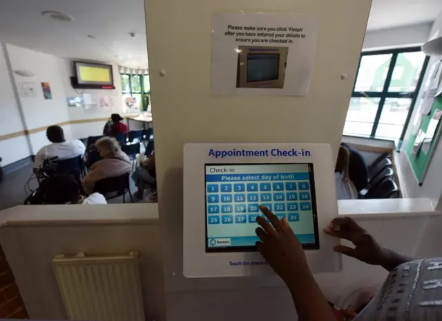 An appointment check-in system at a doctor's surgery