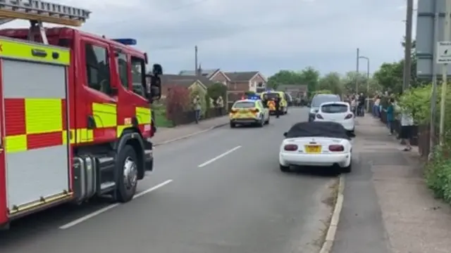 Rutland Police and Leicestershire Fire and Rescue Service with an Oakham lady a Happy 100th Birthday