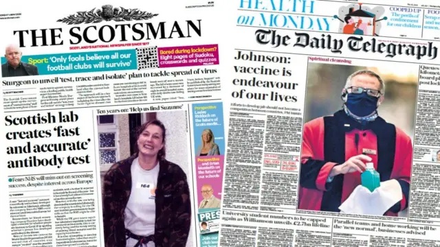 Newspaper front pages 4 May