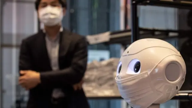 Robot with face mask