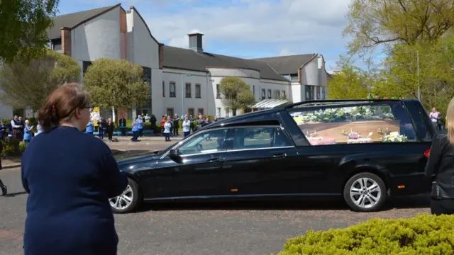 Funeral cortege at University Hospital Wishaw