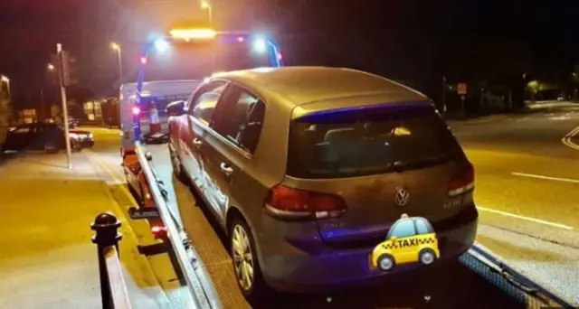 Police impounded this vehicle after twins drove 17 miles to buy a kebab