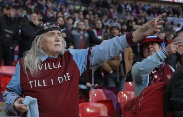 An Aston Villa fan attends the Carabao Cup Final on 1 March