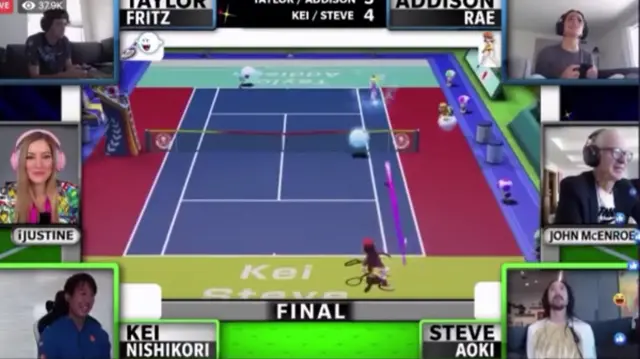 Screenshot of computer tennis match