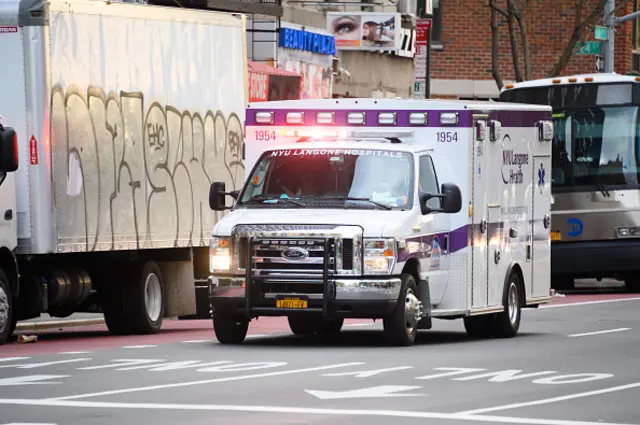 An ambulance is seen in Kips Bay during the coronavirus pandemic