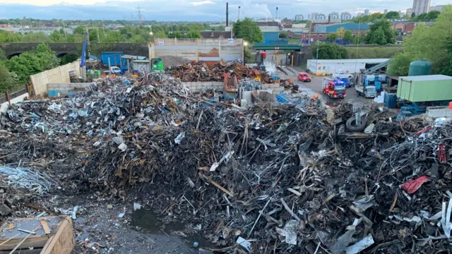 Pile of metal after fire