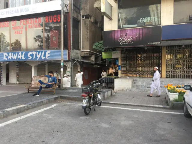 Shuttered shops in Islamabad