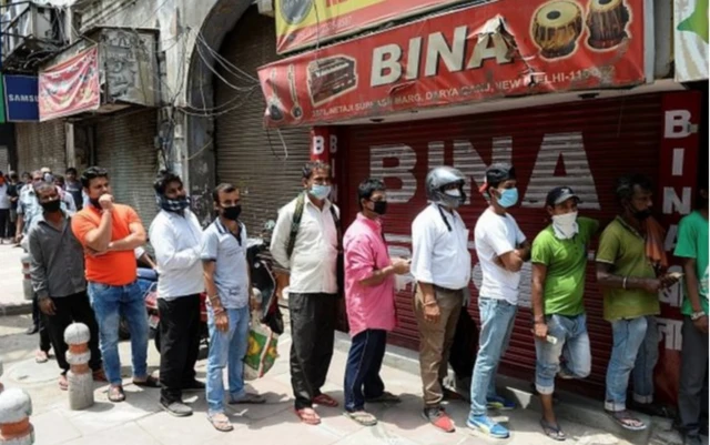 There were long queues outside liquor shops when they reopened on Monday
