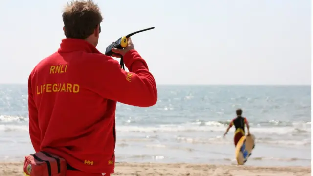 RNLI lifeguard on a beach