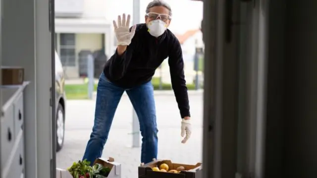 Chap delivering groceries