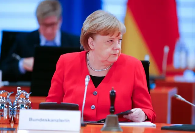 Angela Merkel at a cabinet meeting, 6 May 2020