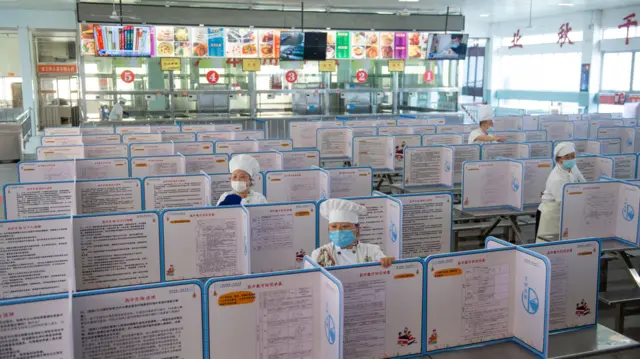 School canteen with partitions