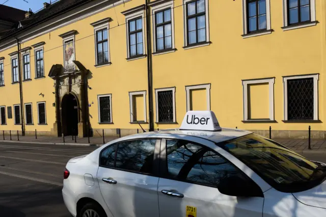 An Uber taxi in Krakow, Poland