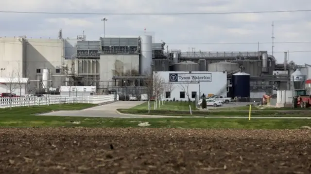 A Tyson Foods pork processing plant, temporarily closed due to an outbreak of the coronavirus disease (COVID-19), is seen in Waterloo, Iowa, U.S., April 29, 2020