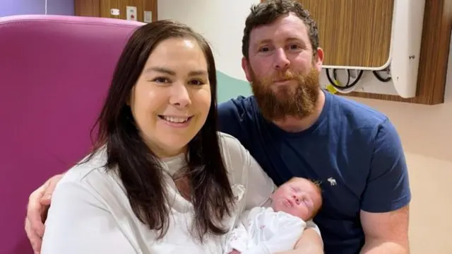 Kathrine Dawson with baby Ruby and husband Stuart