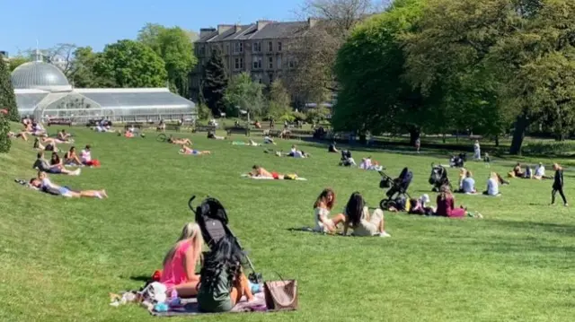 Sunbathers in Botanics