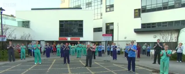 Staff at Aberdeen Royal Infirmary clap for carers and key workers