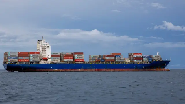 A cargo tanker at sea